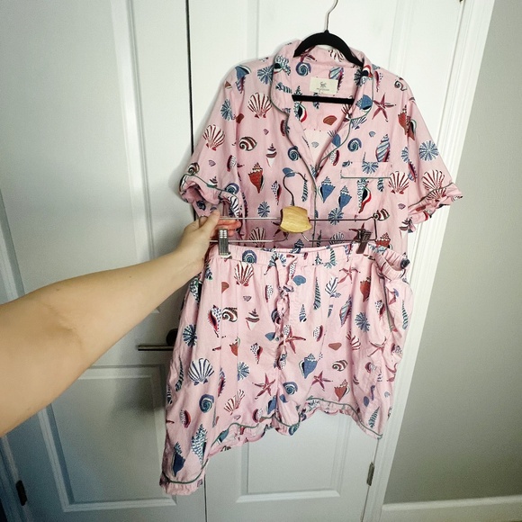 Printfresh Pajama Set PJ Shorts and Top Pink Beachcomber Shell Print Size 3XL - Picture 5 of 10